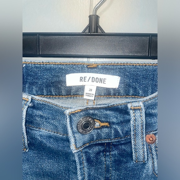 Re/Done 90s High Rise Ankle Crop Distressed Knees Blue Jeans Size 28 - Picture 4 of 8